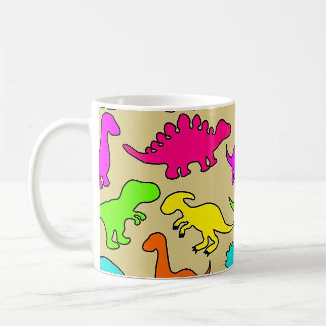 Colourful Dinosaurs Coffee Mug (Left)