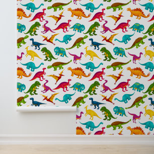 Colourful Dinosaurs Design Wallpaper