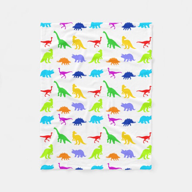 Colourful Dinosaurs Fleece Blanket (Front)