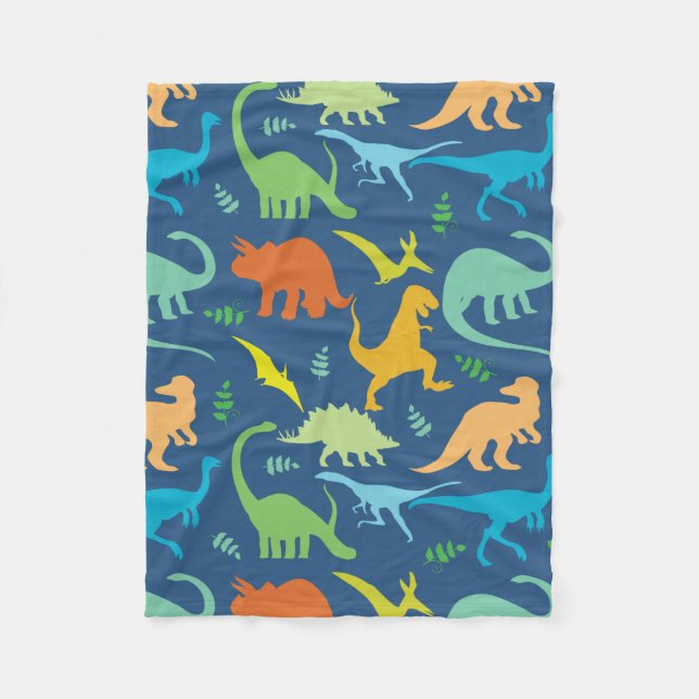 Colourful Dinosaurs Fleece Blanket (Front)