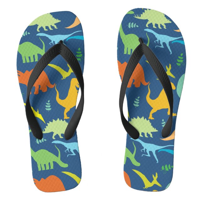 Colourful Dinosaurs Flip Flops (Footbed)