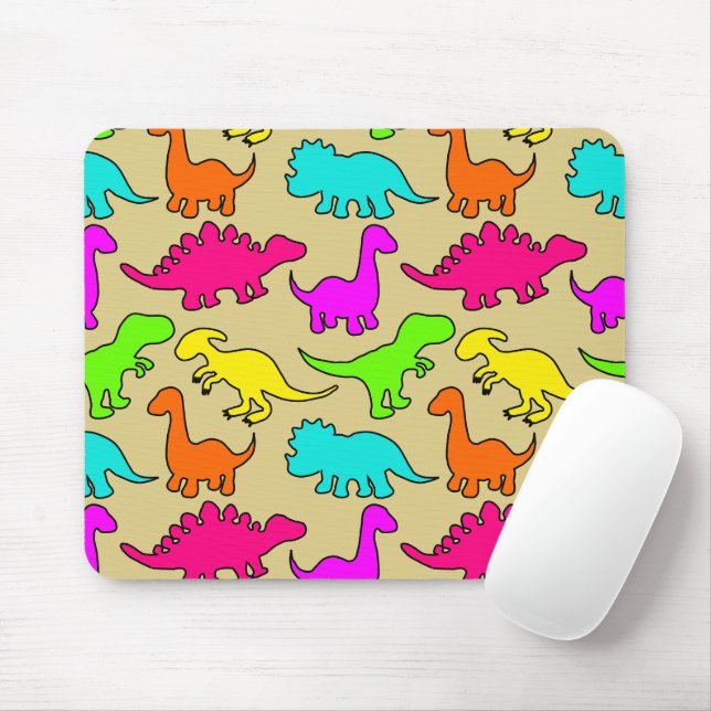 Colourful Dinosaurs Mouse Pad (With Mouse)