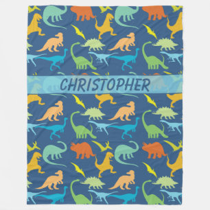 Colourful Dinosaurs Pattern Personalized Fleece Blanket