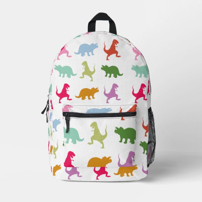 Colourful Dinosaurs  pattern Printed Backpack (Front)