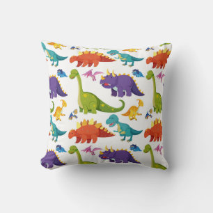 Colourful dinosaurs pattern throw pillow