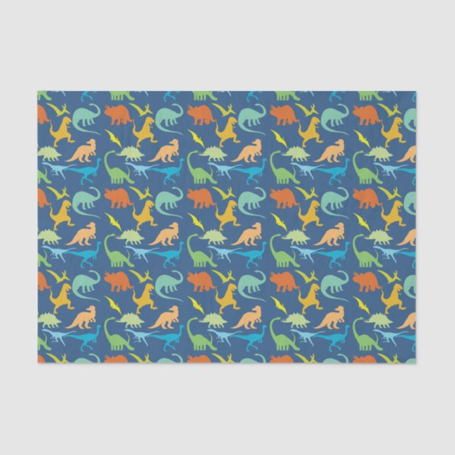 Colourful Dinosaurs Pattern Tissue Paper (Front)