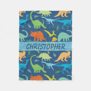 Colourful Dinosaurs Personalized Fleece Blanket