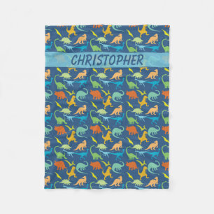 Colourful Dinosaurs Personalized Fleece Blanket