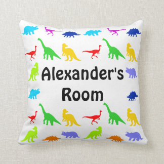 Colourful Dinosaurs Personalized Throw Pillows