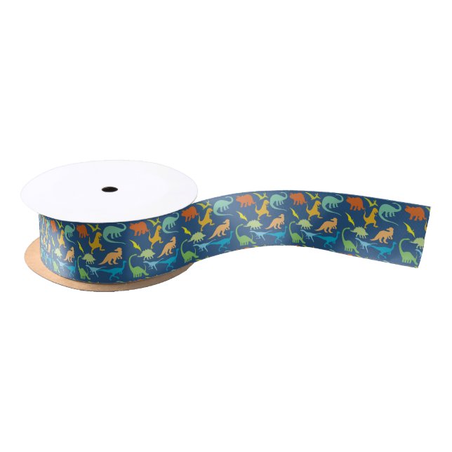 Colourful Dinosaurs Satin Ribbon (Spool)