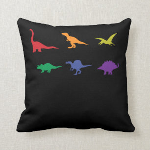 Colourful Dinosaurs T-rex Spinosaurus Stegosarus Throw Pillow