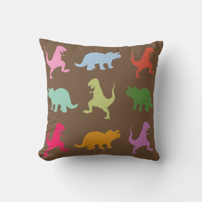 Colourful Dinosaurs Throw Cushion (Front)