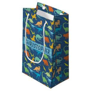 Colourful Dinosaurs to Personalize Small Gift Bag