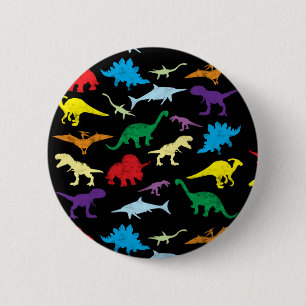 Colourful Dinosaurs Watercolor Kids Pattern  2 Inch Round Button
