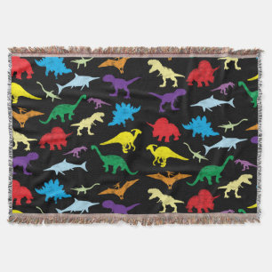 Colourful Dinosaurs Watercolor Kids Pattern Throw Blanket