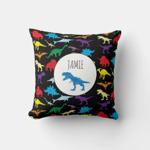 Colourful Dinosaurs Watercolor Kids Pattern Throw Pillow