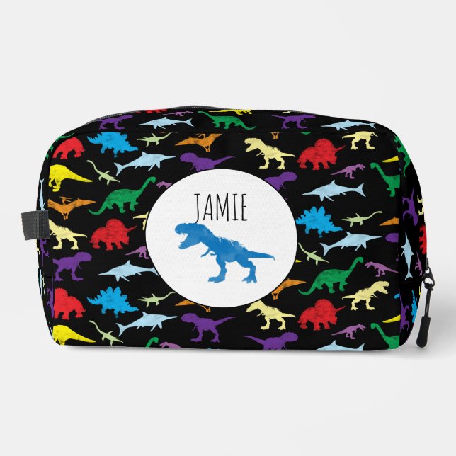 Colourful Dinosaurs Watercolor Kids Pencil Case Dopp Kit (Front)