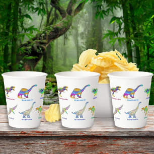 Colourful Dinosaurs with Names Paper Cups