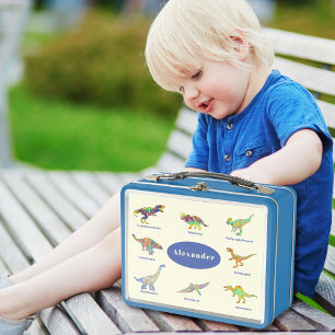 Colourful Dinosaurs with Names Personalized Metal Lunch Box