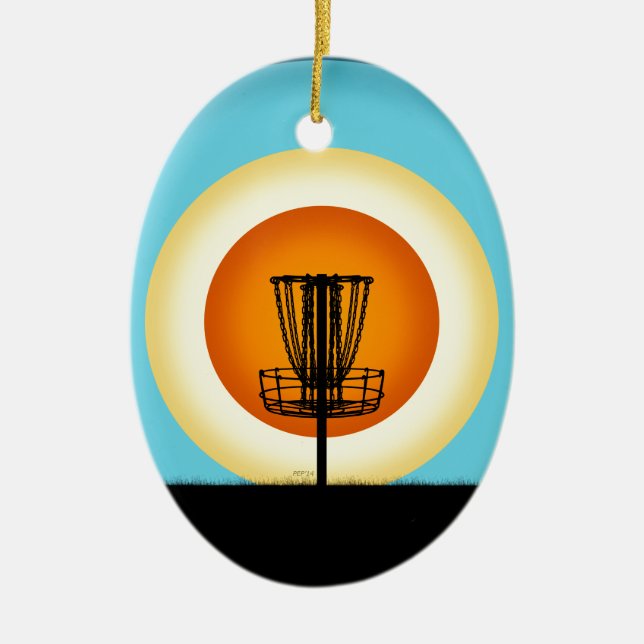 Colourful Disc Golf Basket Ceramic Ornament (Front)