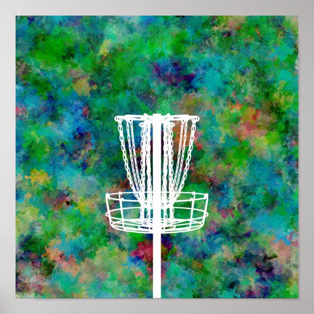Colourful Disc Golf Basket Poster (Front)