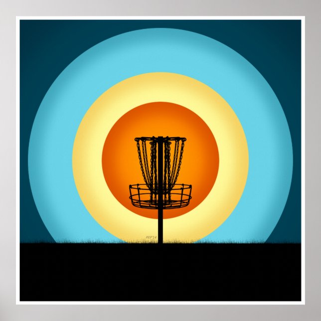 Colourful Disc Golf Basket Poster (Front)