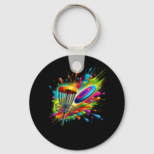 Colourful Disc Golf Crew Tie Dye Graphic Tee Men W Keychain