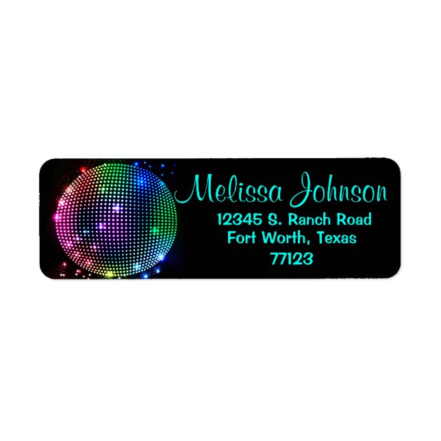 Colourful Disco Ball Custom Return Address Labels (Front)