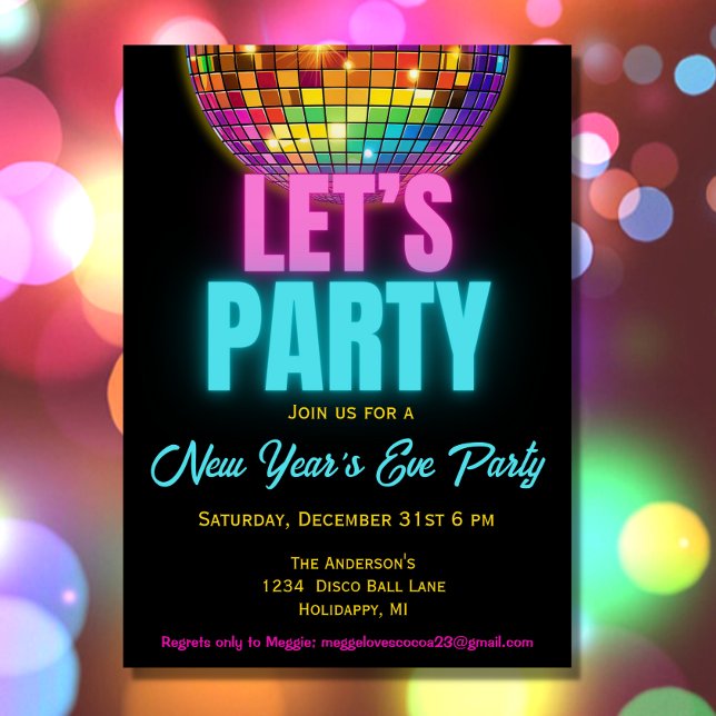 Colourful Disco Ball New Year's Eve Party Invitation (Creator Uploaded)