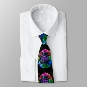 Colourful Disco Ball On Black Necktie