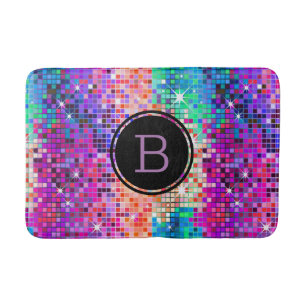 Colourful disco glitter bath mat