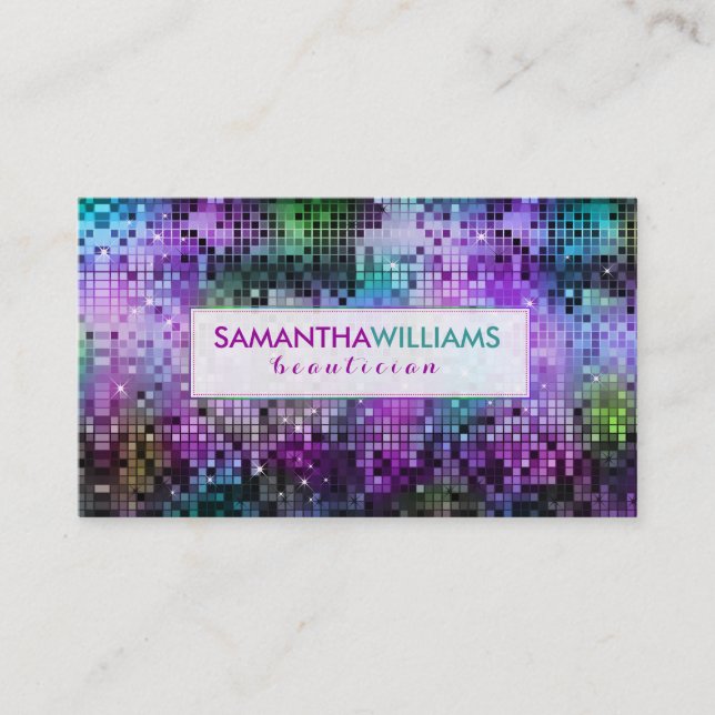 Colourful Disco Glitter Beautician Card (Front)