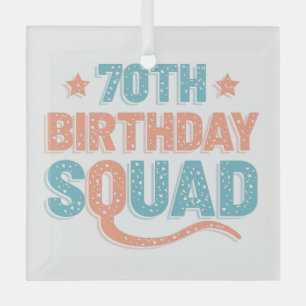 Colourful Distressed 70th birthday squad Glass Ornament