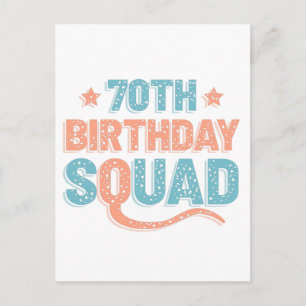 Colourful Distressed 70th birthday squad Postcard