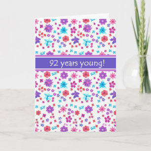 Colourful Ditsy Floral Age-specific 92nd Birthday Card