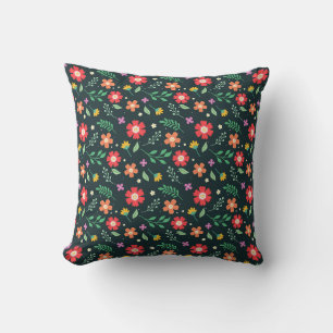 Colourful Ditsy Floral Print Background Design Throw Pillow