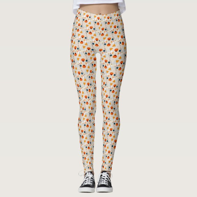 Colourful Ditsy Flowers Leggings (Front)
