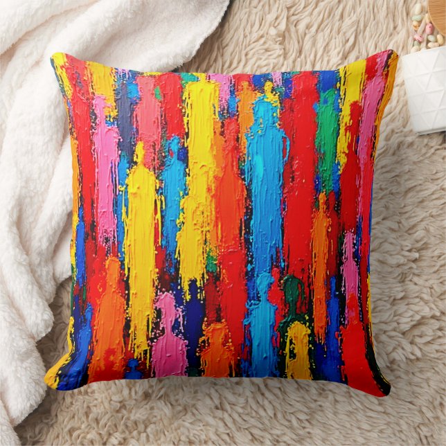 Colourful Diverse Human Connection Art Throw Pillow (Blanket)