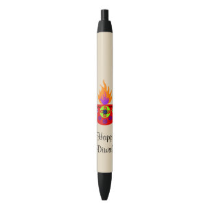 Colourful Diwali Lamp Diya Black Ink Pen