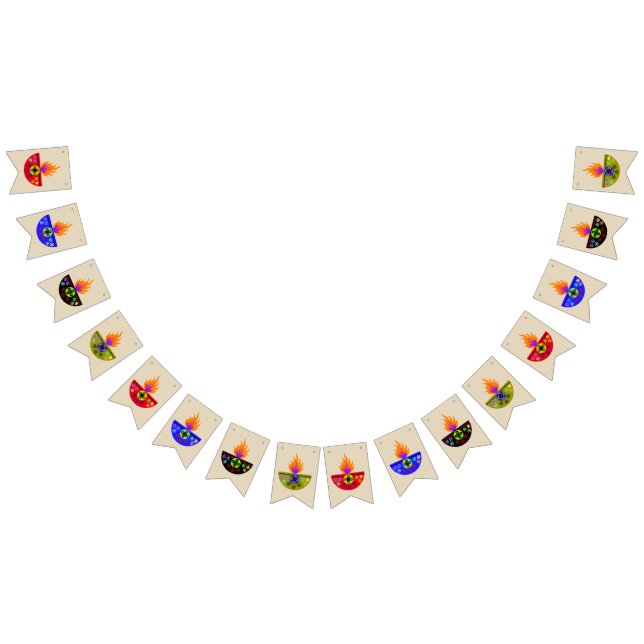 Colourful Diwali Lamp Diya Bunting Flags (All)