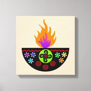 Colourful Diwali Lamp Diya Canvas Print