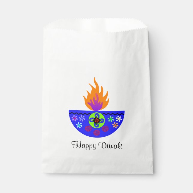 Colourful Diwali Lamp Diya Favour Bag (Front)