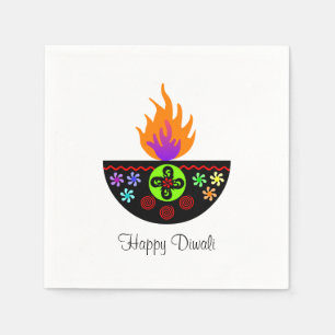 Colourful Diwali Lamp Diya Napkin