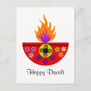 Colourful Diwali Lamp Diya Postcard