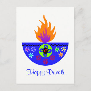Colourful Diwali Lamp Diya Postcard