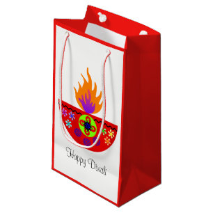 Colourful Diwali Lamp Diya Small Gift Bag