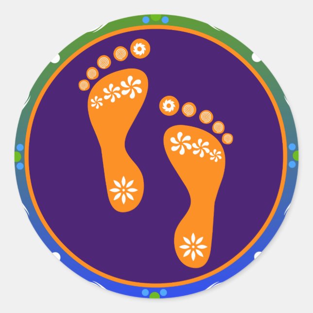 Colourful Diwali Rangoli With Footprint Classic Round Sticker (Front)