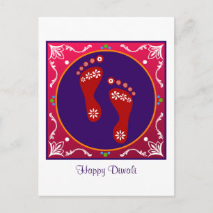 Colourful Diwali Rangoli With Footprint Postcard