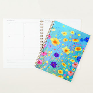 Colourful DIY Painted Flowers Pattern Christian Planner