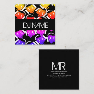 Colourful DJ Business Music Producer Neon  Square Business Card